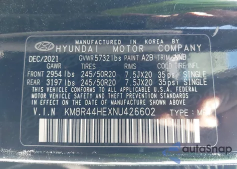 2022 Hyundai Palisade Sel из США, поврежденный, VIN KM8R44HEXNU426602